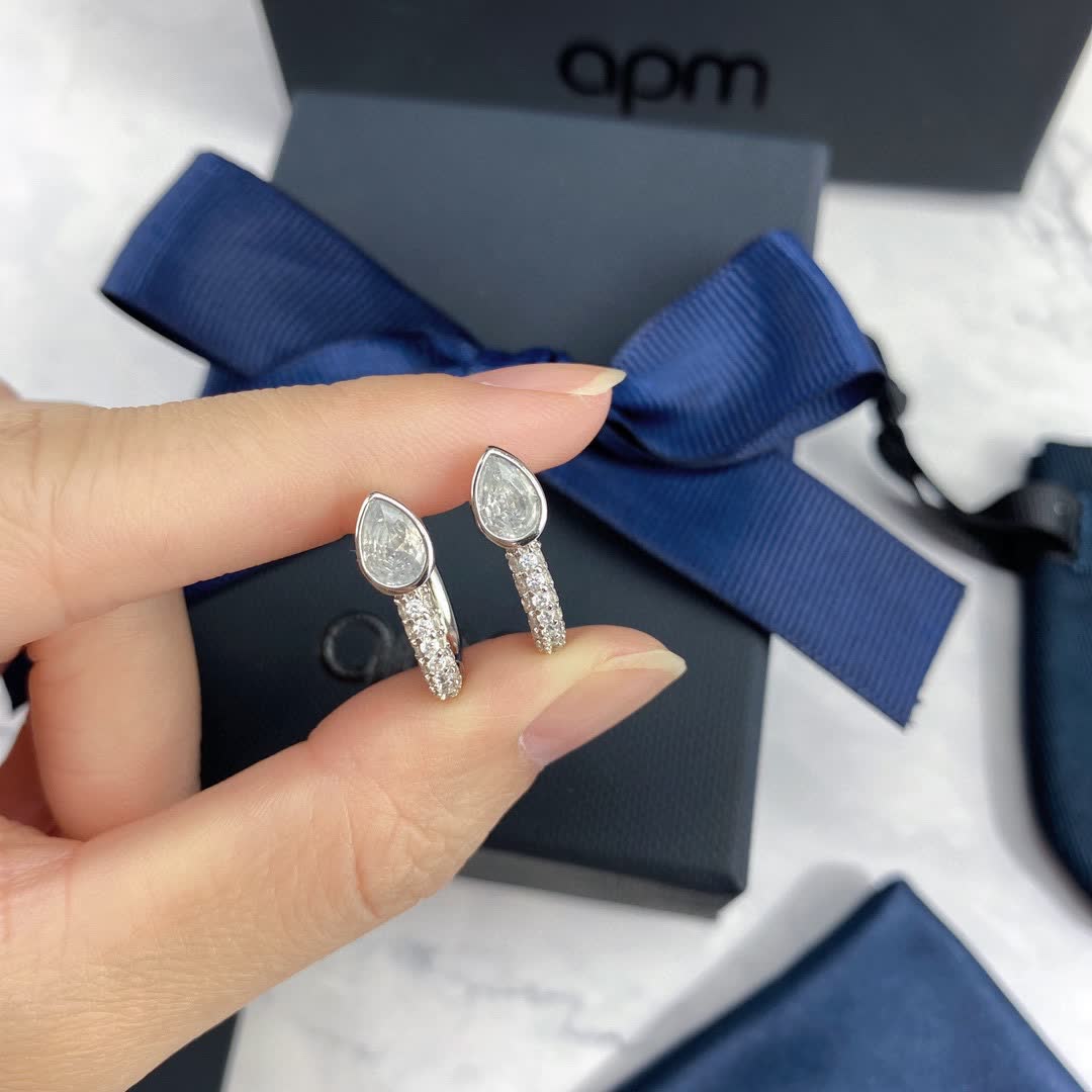 APM Monaco Silver Teardrop Stud Earrings
